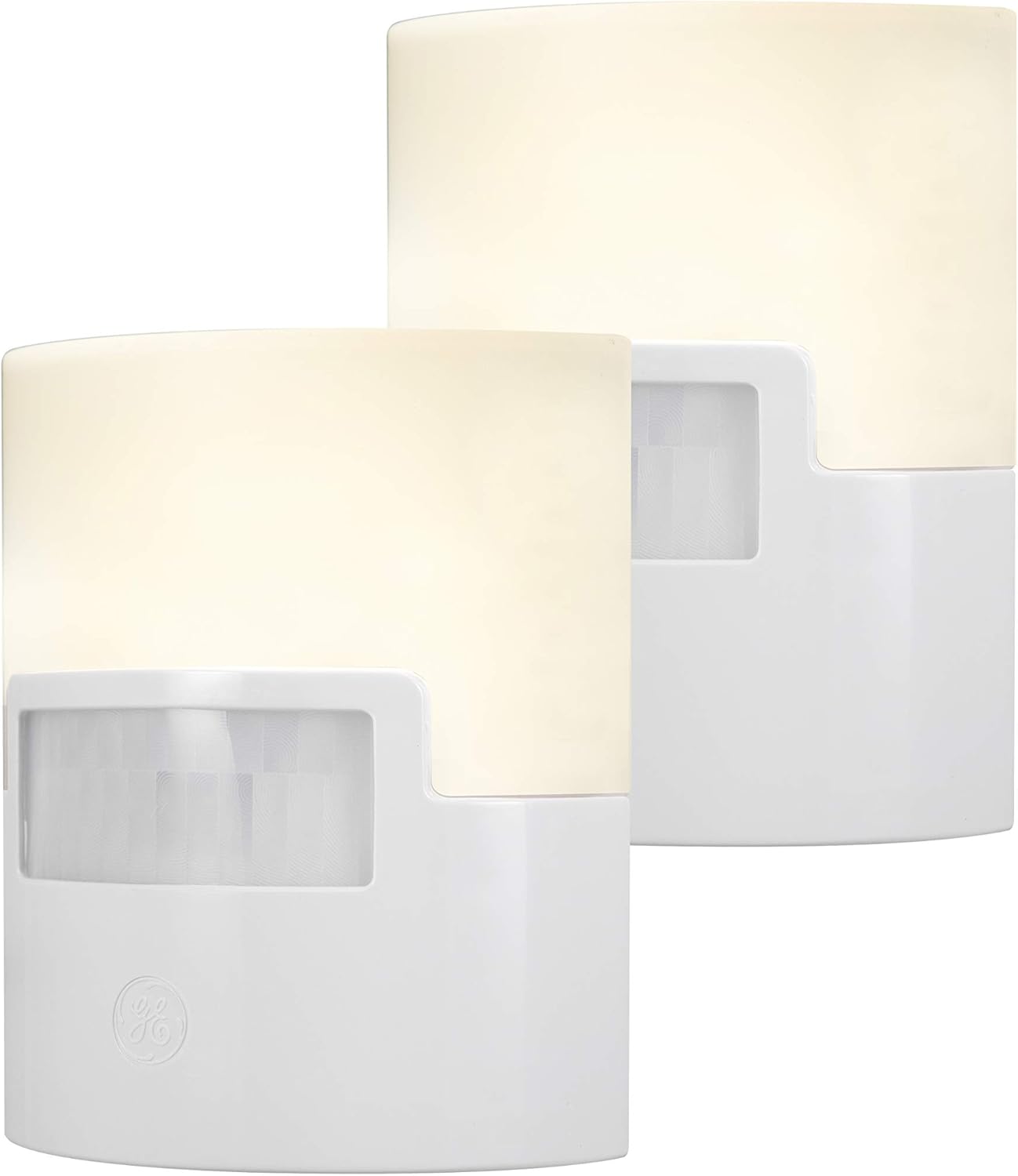GE Enbrighten LED Motion Sensor Night Light, Plug-in, 40 Lumens, Warm White, UL-Certified, Energy Efficient, Ideal Nightlight for Bedroom, Bathroom, Kitchen, Hallway, 46633, White, 2 Pack - - 