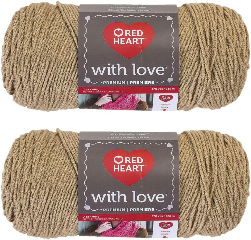 Red Heart with Love Yarn, 2-Pack Tan, Tan 2 Pack