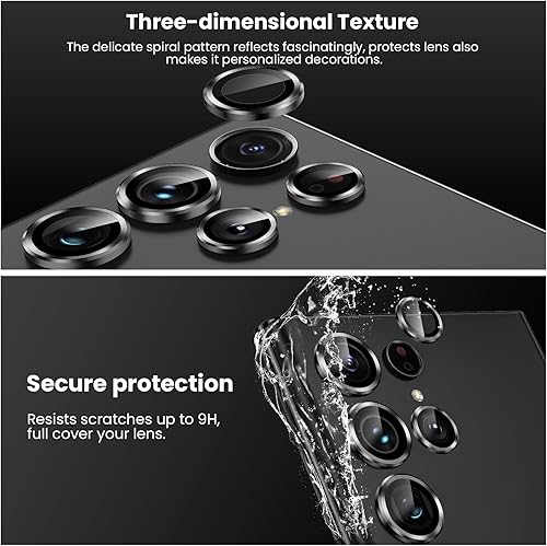 Miniatura 18 de Tensea Protector de lente de cámara Samsung Galaxy S22 Ultra, protector de pantalla de vidrio templado 9H, anillo individual de metal, S22 Ultra 5G