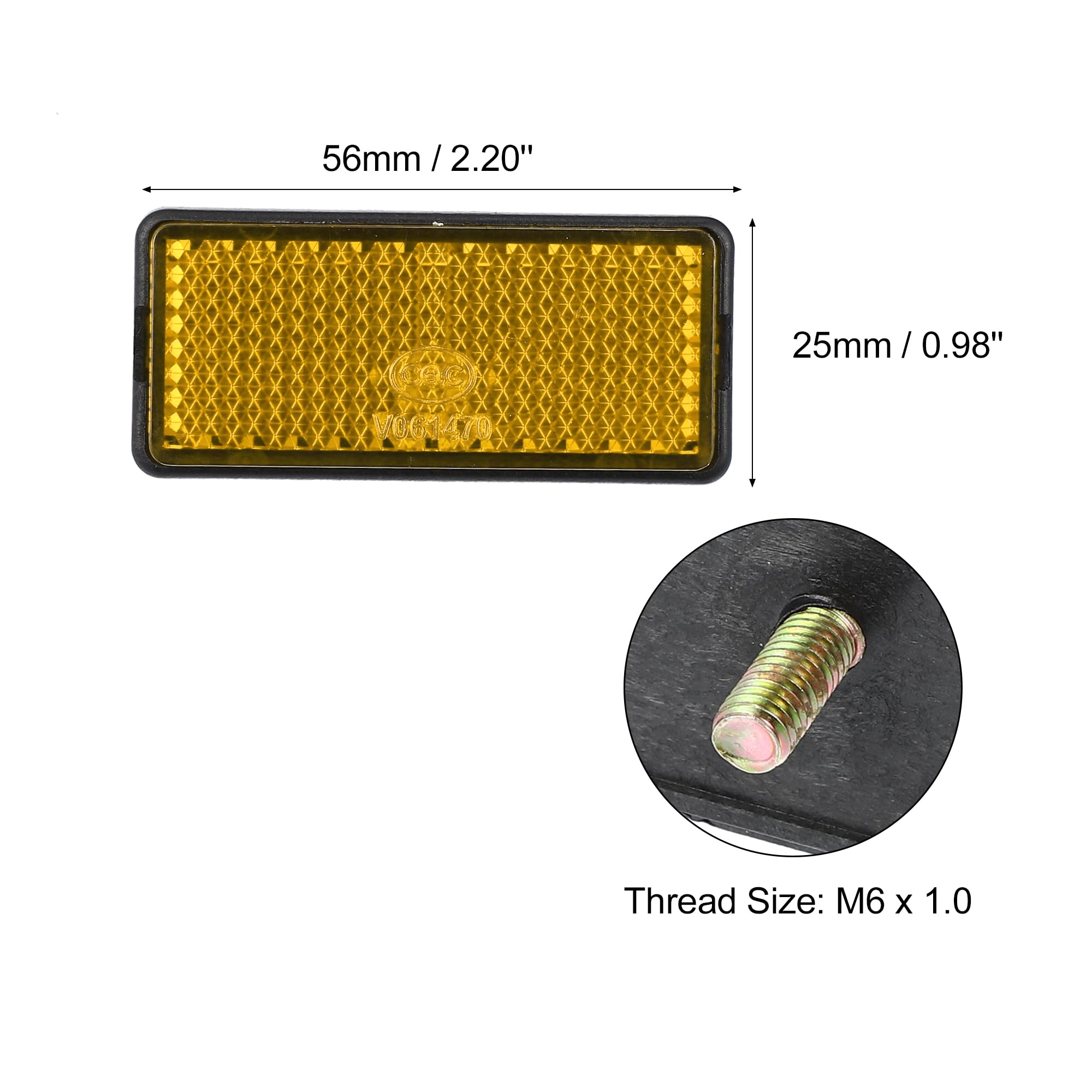 X AUTOHAUX 6 Pcs Rectangular Safety Reflective Self Adhesive Reflector