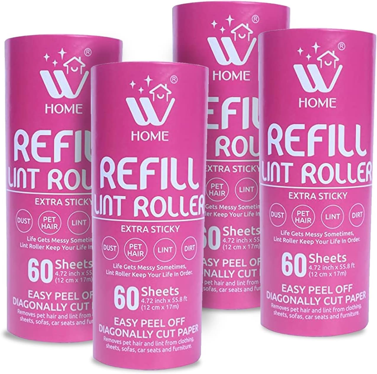 WBM Home Lint Roller for Pet Hairs, Extra Sticky Remover for Dog & Cat Hair Removal, Couch, Clothes, Furniture-60 Sheets