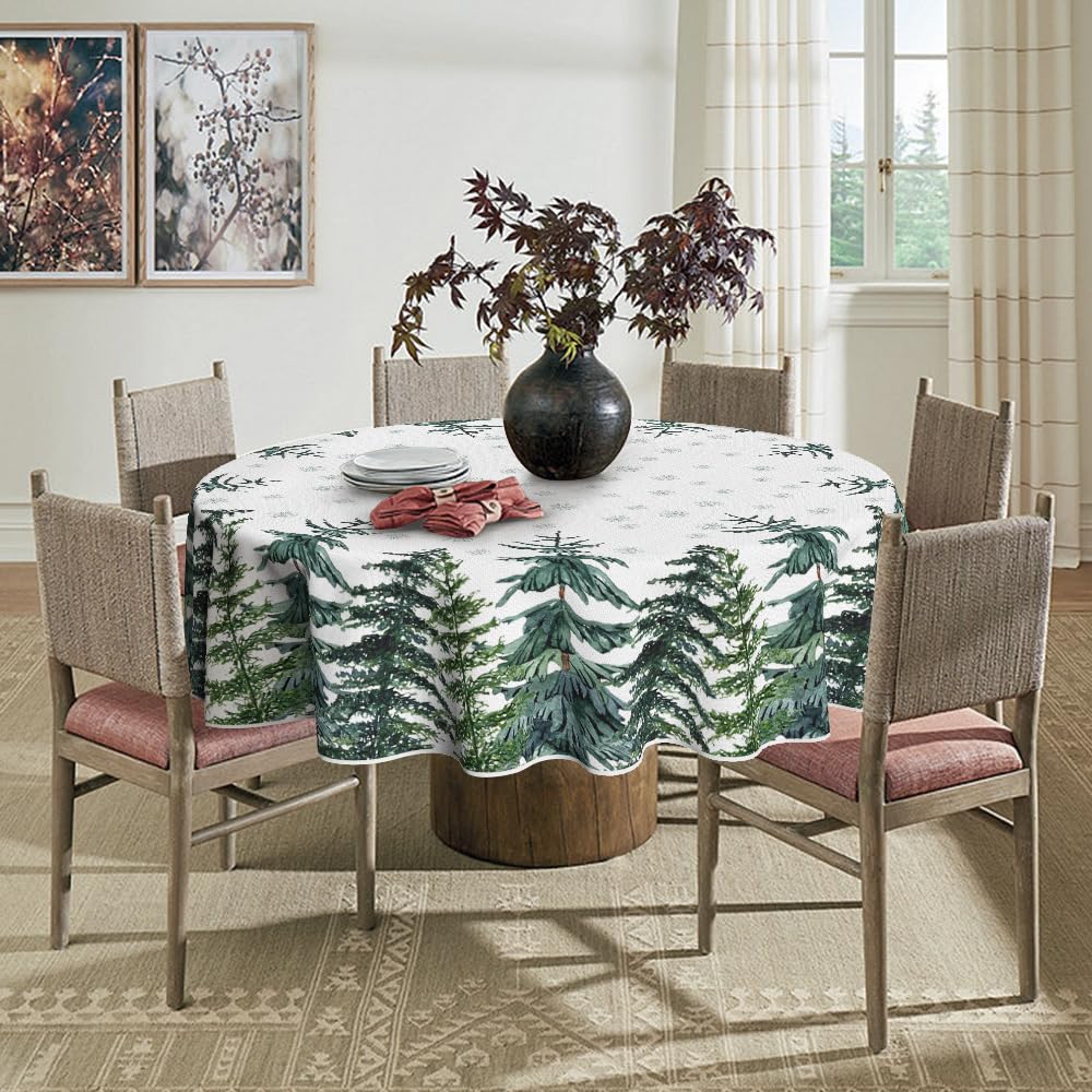 Horaldaily Weihnachtstischdecke – 100x140 Cm Mit Schnee & Bäumen Für Festliche Dekoration