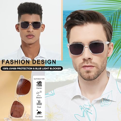 Miniatura 2 de MARE AZZURO Lentes de sol de lectura para hombre, tamaño grande, cuadrado, 1.0, 1.25, 1.5, 1.75, 2.0, 2.25, 2.5, 2.75, 3.0, 3.5, 4.0