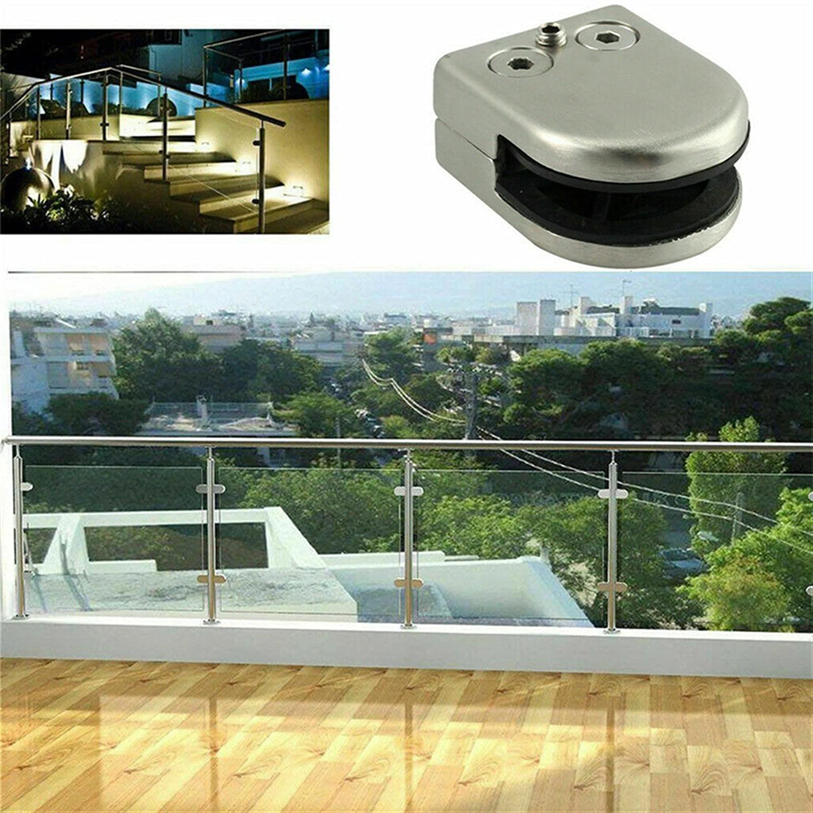 Conectores de vidrio 4/8 Uds. Soportes de soporte for estantes redondos abrazaderas Clips for tornillo ajustable acrílico de madera de vidrio de 6-12mm(8pcs L)