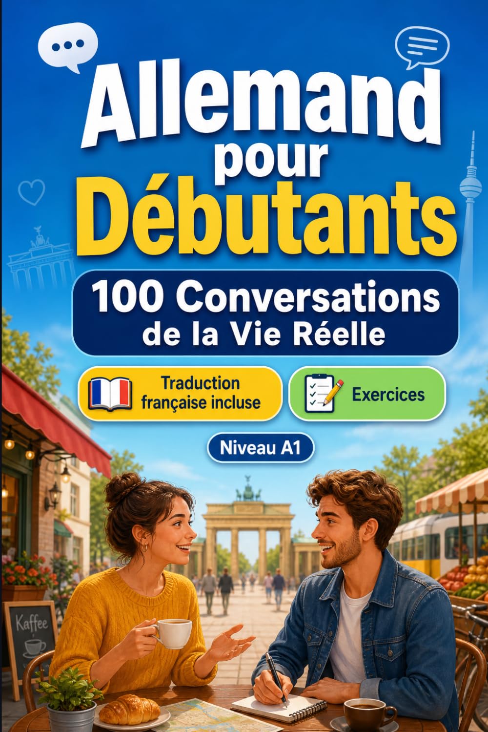Allemand pour Débutants A1 : 100 Conversations de la Vie Réelle: Apprenez l'allemand avec 100 dialogues bilingues, salutations, voyage, courses, ... et exercices pour étudiants et adultes