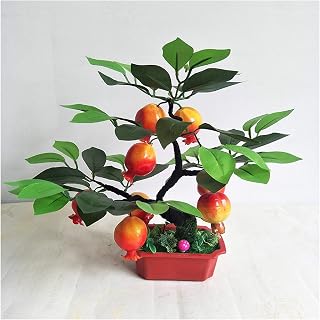 Potted Plants Artificial Orange Tree Artificial Fruit Potted Fake Fruit Tree Plant Bonsai Fake Plant with Plastic Pot for Home Office Garden Decoration,13.8" H (Col(Pomegranates-a