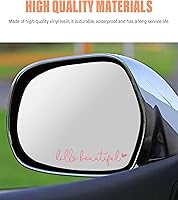 Vista 3 de RACOONA Mirror Decal - Hello Beautiful Rearview Sticker, Car Accessories Window Decal, Self Affirmations Decoration (Pink)