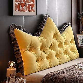 Cojines extraíbles para mesita de noche, almohada de apoyo para dormitorio, sofá cama y litera, almohada extraíble y lavable, color amarillo, 150 x 60 cm