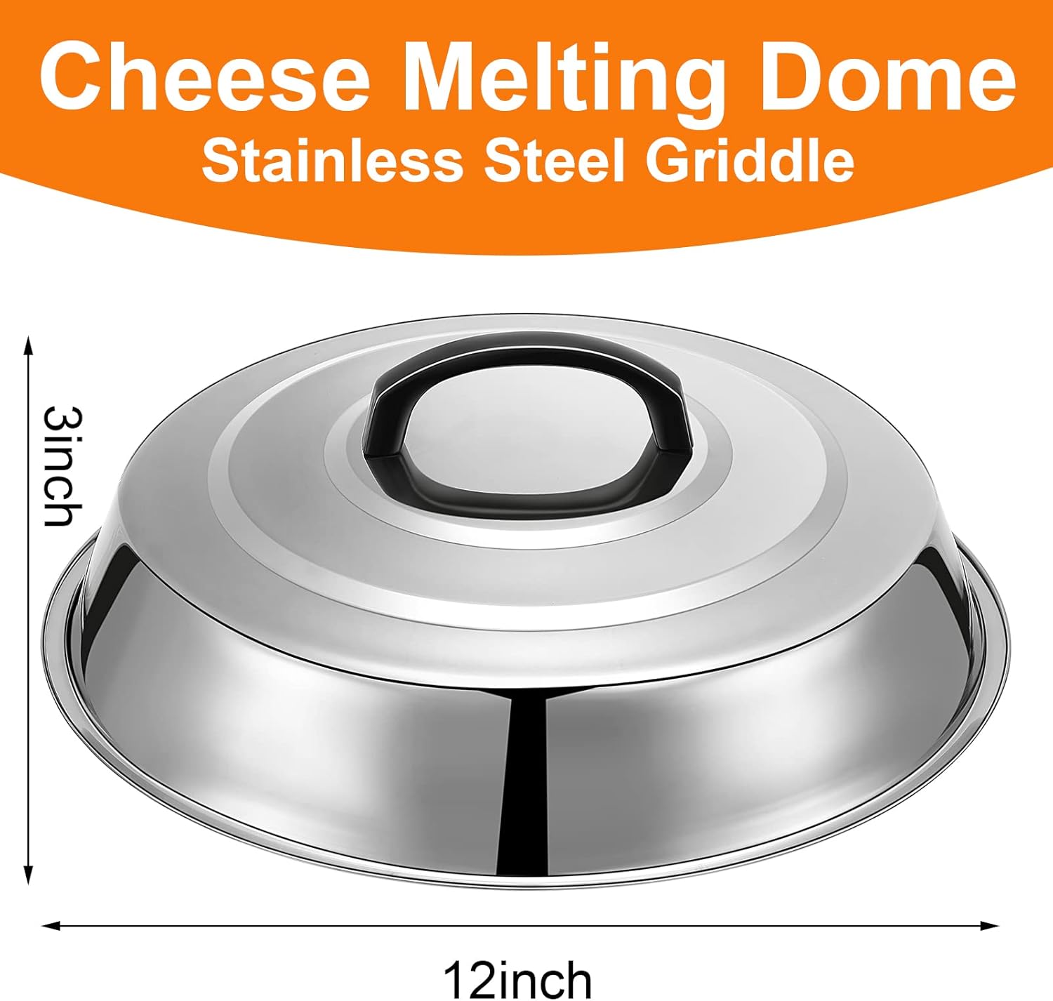 Pinkunn 8 Pack Cheese Melting Dome 12 Inch Basting Cover for Griddle Round Stainless Steel Griddle Dome Griddle Grill Accessories for Flat Top BBQ Kitchen Cooking Hamburger