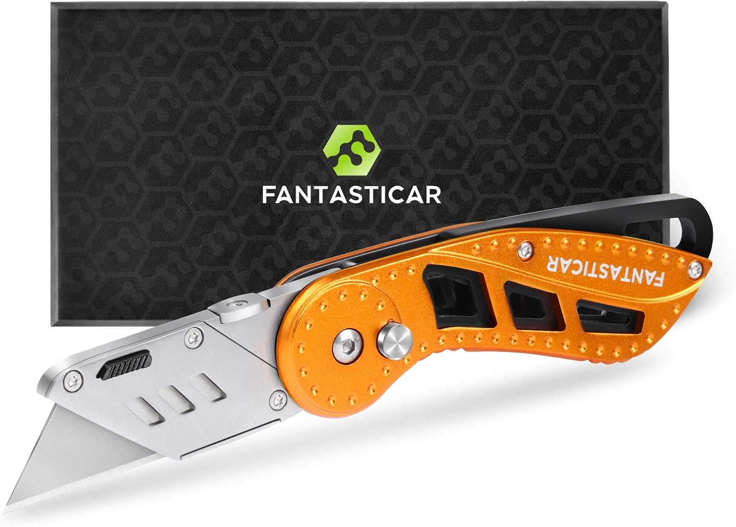FantastiCAR Folding Utility Knife Box Cutter with 5Piece Extra Blades