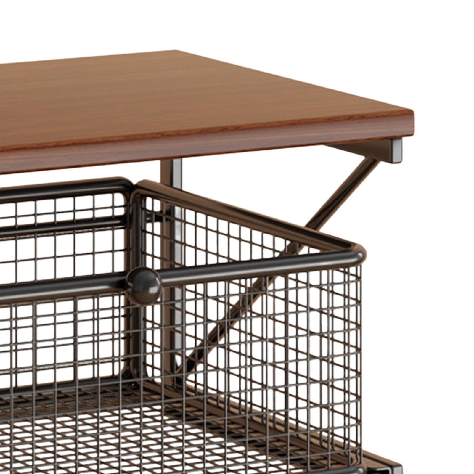 Supporto Da Banco Per Microonde Organizer 2 Ripiani Per Stampante E | Con Cassetto Portaoggetti Da Banco Cucina per Cancelleria, Camera, Ufficio, Bustine Tè, Barattoli, Frutta, Verd
