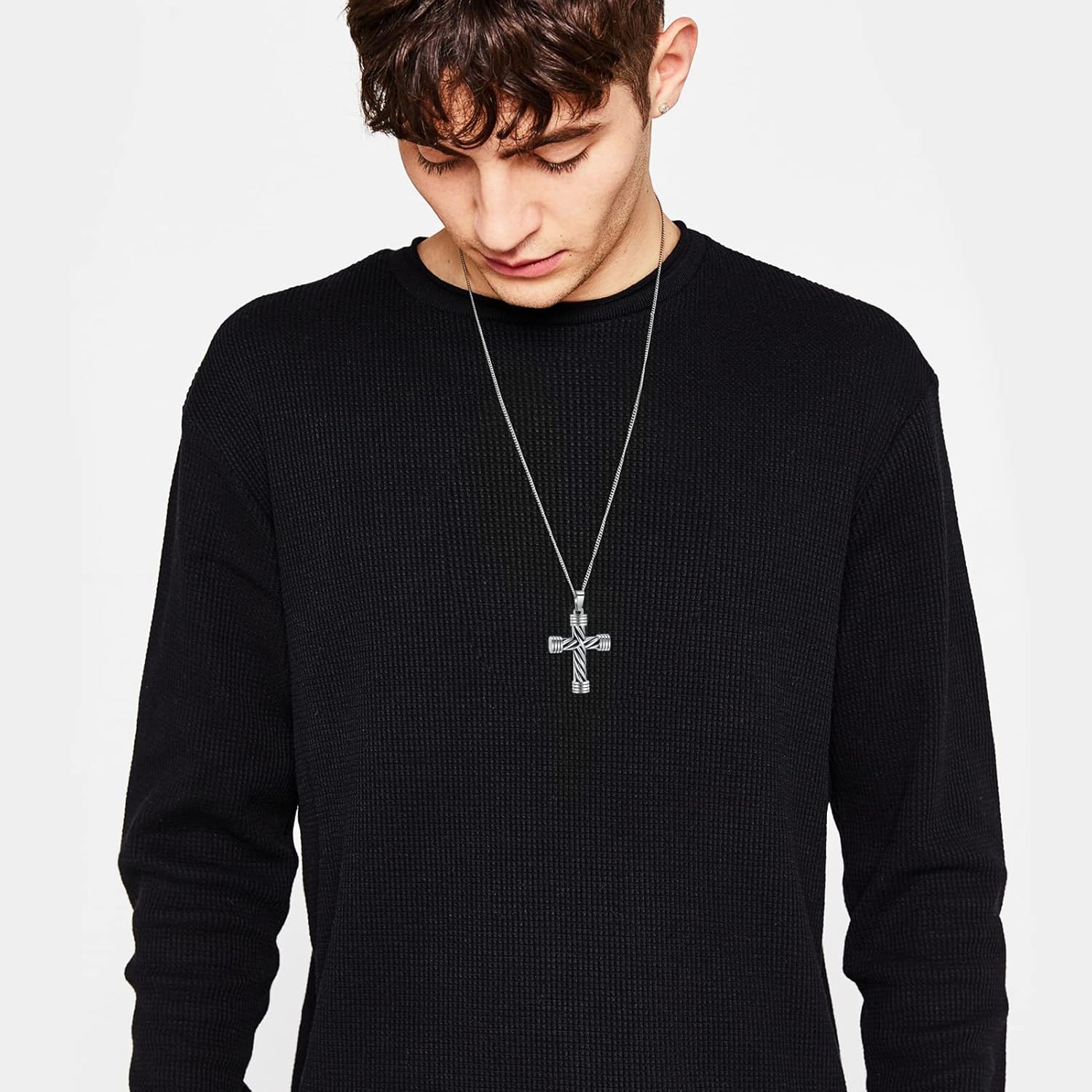 Imrsanl Cremation Jewelry for Ashes Cross Memorial Urn Necklace Pendant Keepsake Religious Cross Ashes Jewelry - Image 3