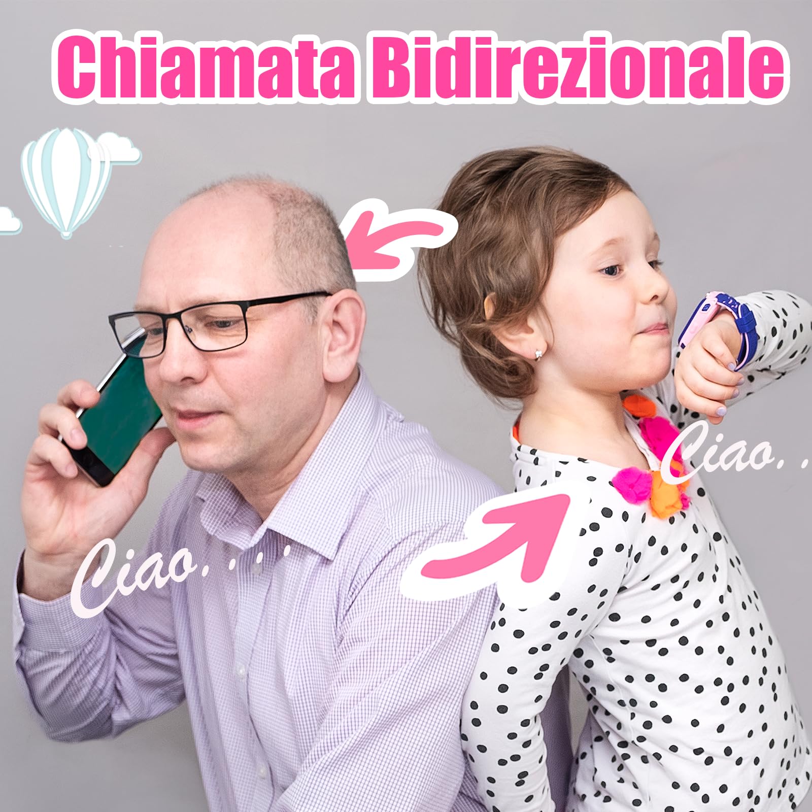 JUMWING Smartwatch per Bambini,Orologio Smartwatch con Chiamata SOS, Fotocamere, Musicale, Torcia, Sveglia, Giocattoli educativi, Regalo per Ragazzi e Ragazze (Rosa)