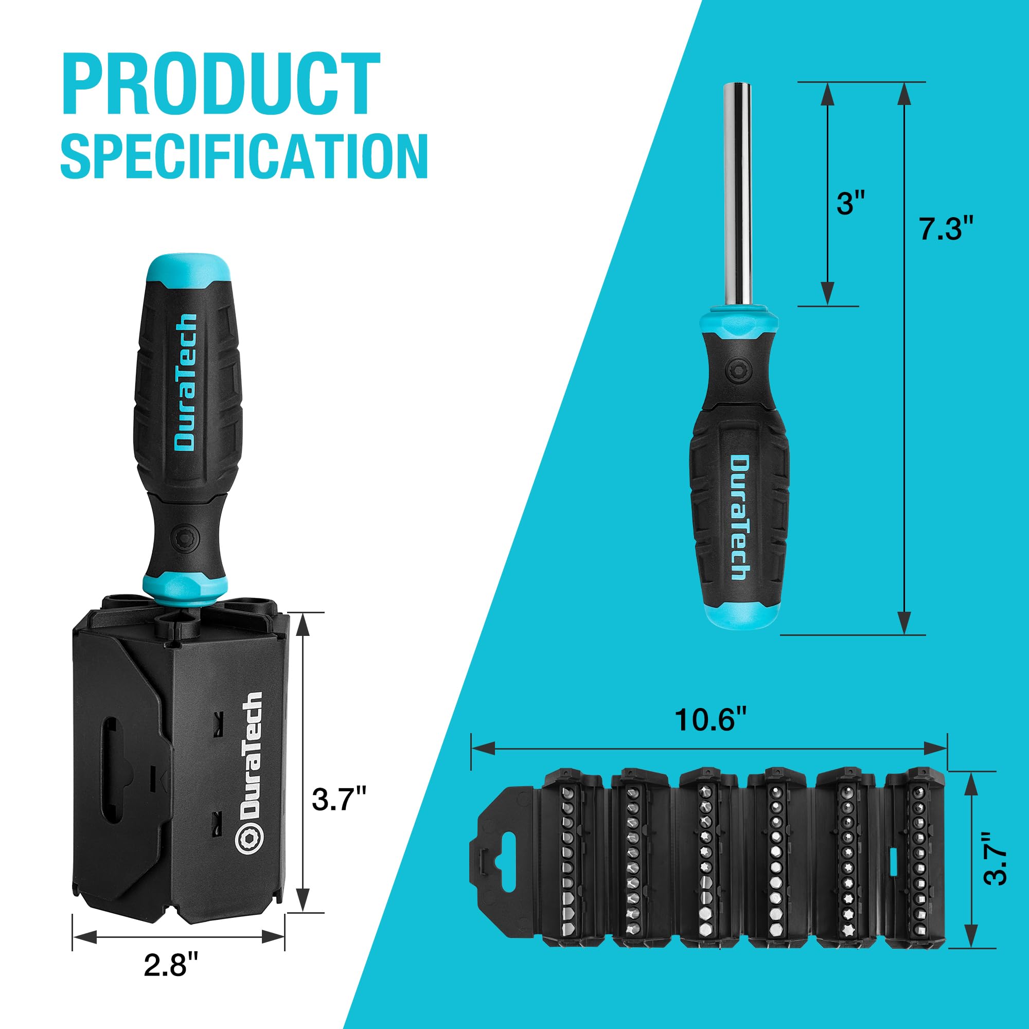 DURATECH Screwdriver Set - 60 Bits, Magnetic Storage -6