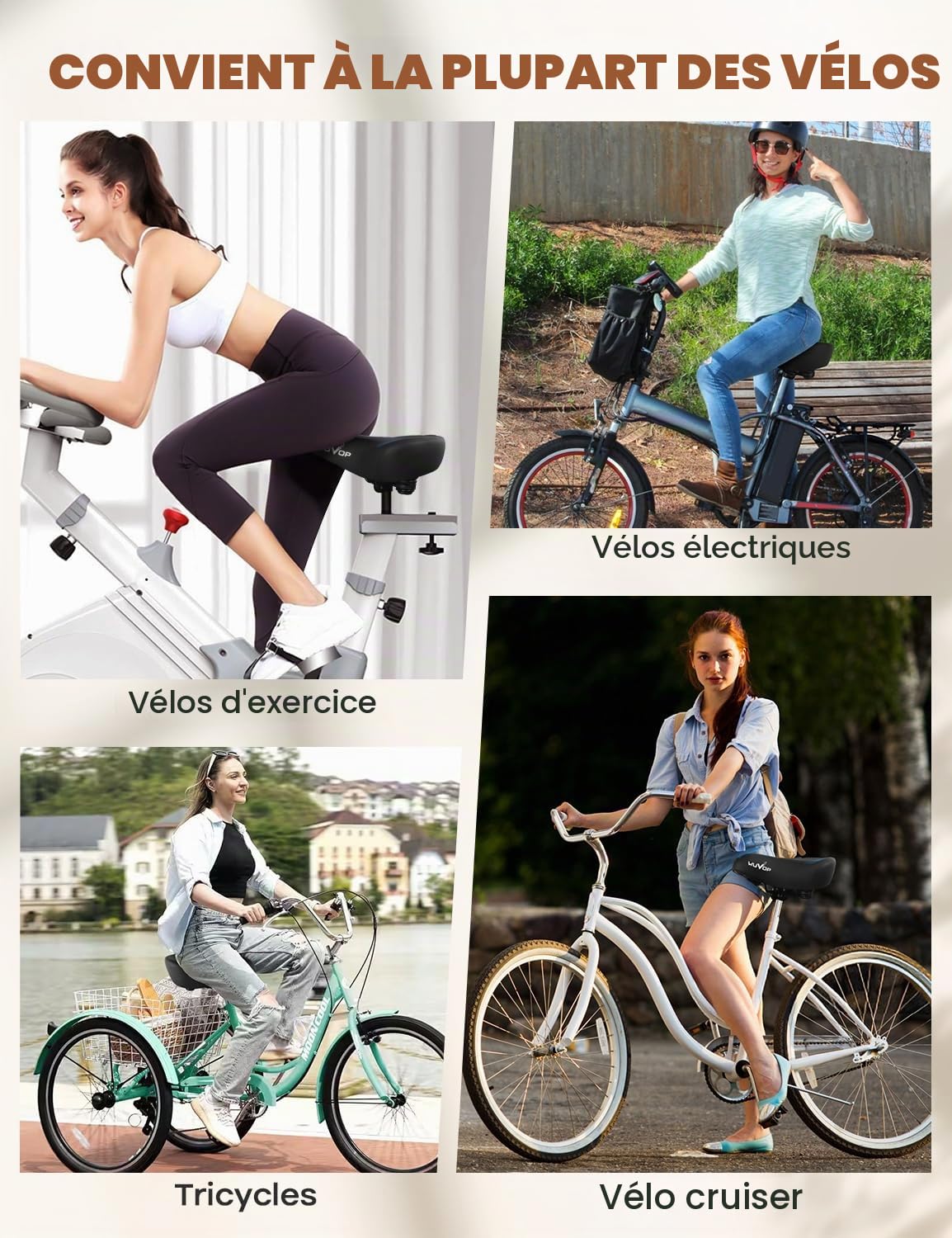Selle de vélo Extra surdimensionnée pour Peloton Bike & Bike+, Confortable de Rechange pour Homme et Femme, Large Selle de vélo Compatible avec Les Accessoires Peloton, Exercice, électrique, Coussin