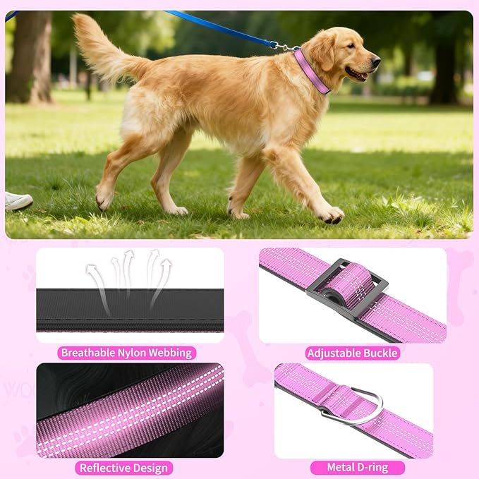 Collar Reflectante para Perro con Hebilla, Nailon Acolchado, Ajustable, Talla S miniatura 5