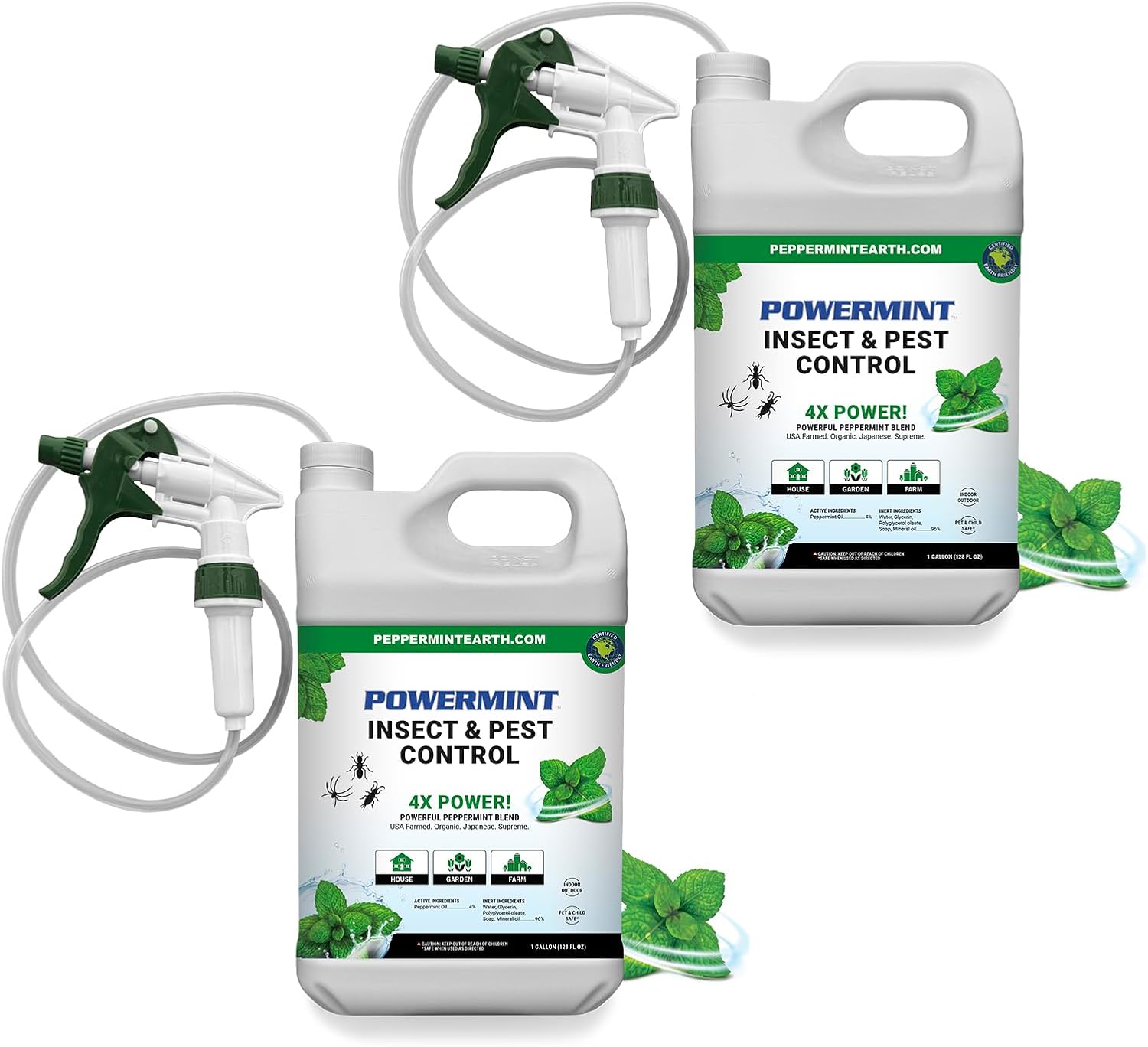 Powermint Peppermint Oil Insect & Pest Spray for Spiders, Ants, Ticks, and More (2 Pack)
