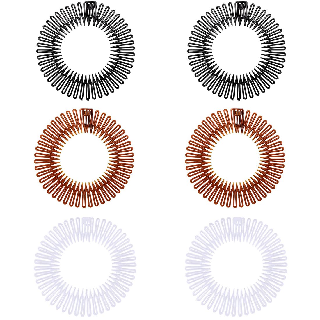 Pettine Elastico Circolare Completo, 6 Pettini Elastici in Plastica per Capelli, Fascia per Denti Circolare, Pettine Circolare in Plastica Flessibile, fascia per acconciature perfette