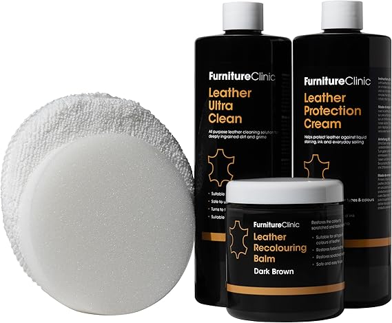 Kit completo de restauración de cuero (verde pino) – contiene bálsamo reparador de cuero, crema protectora, limpiador, esponja y aplicador – restaura y repara sofás, sillas, asientos de coche y más con descuento