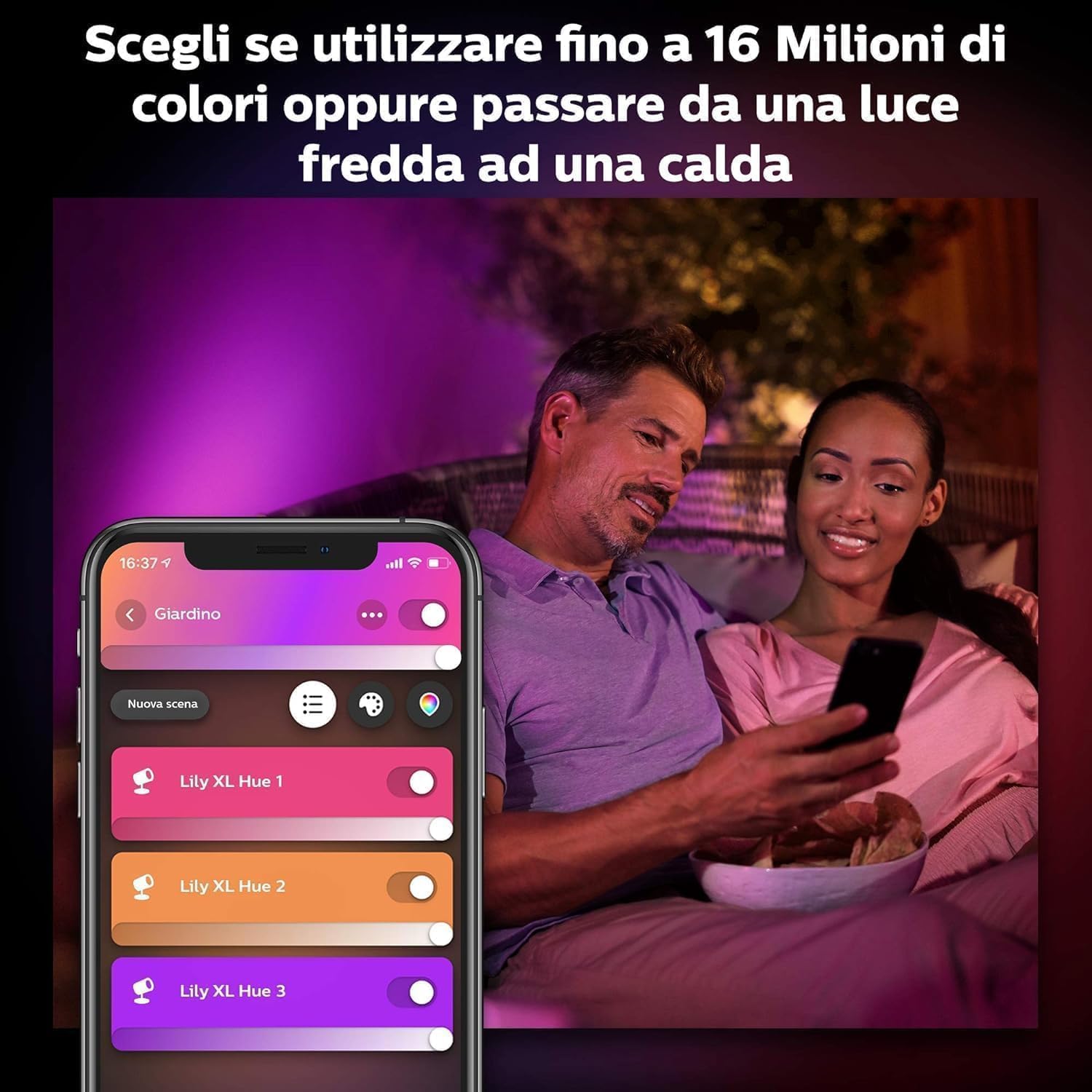 Philips Hue Faretto Smart GU10, Luce Bianca e Colorata (2 pezzi), 400lm, Compatibile con Bluetooth, Controllo vocale con Alexa, Apple Home e Google Assistant