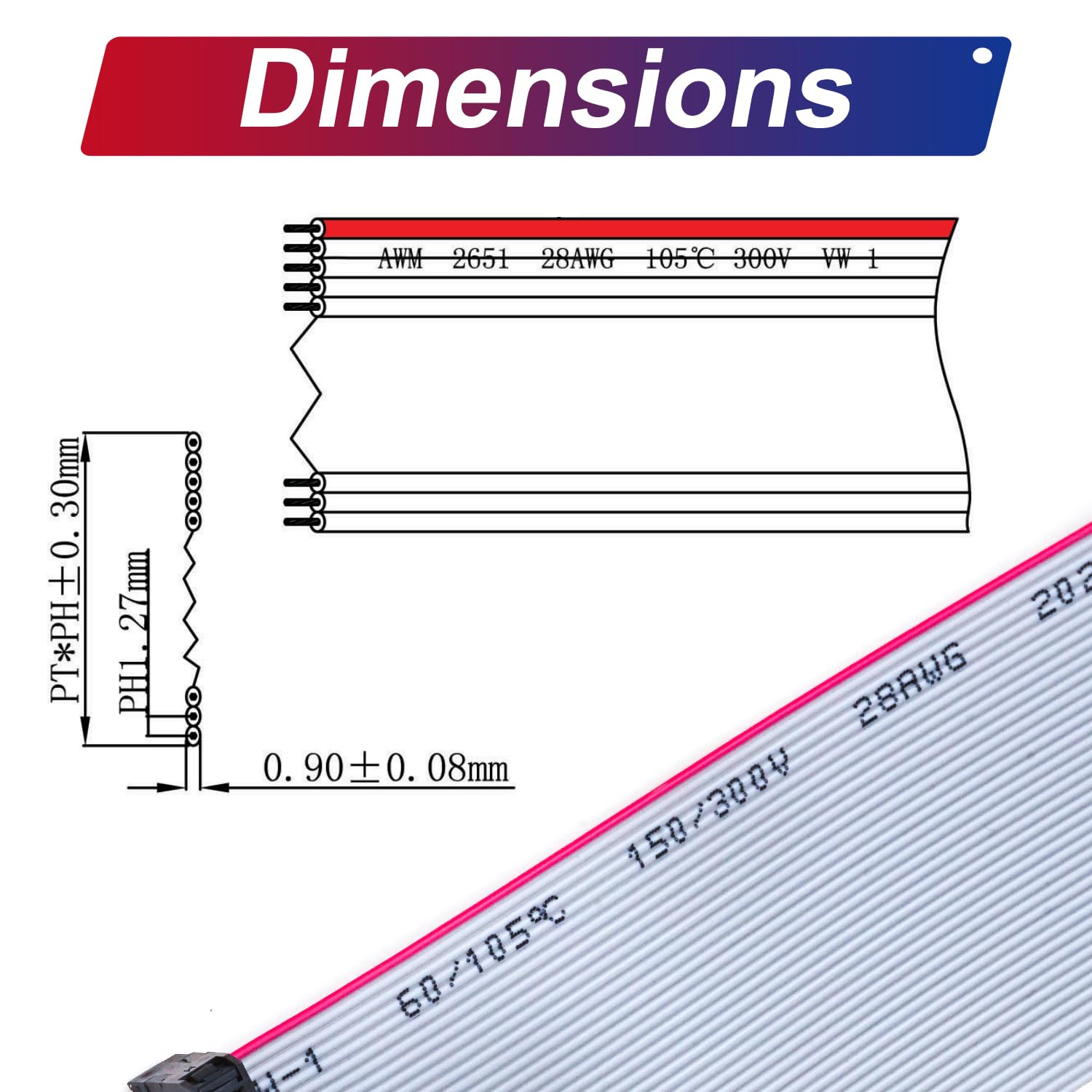 Amazon.com: Keszoox 2.54mm IDC Flat Ribbon Cable with FC 6/8