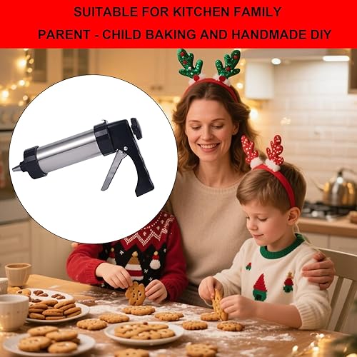 Miniatura 6 de Spritz - Kit de prensa de galletas para hornear, pistola de prensa de galletas de acero inoxidable con 13 discos de galletas y 8 puntas de tubería,