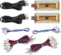 SJ@JX Codificador USB Arcade Game Zero Delay, 2 jogadores, gamepad, botão de LED, controle joystick para Nintendo Switch, PC, PS3, retropie, Raspberry Pi MAME