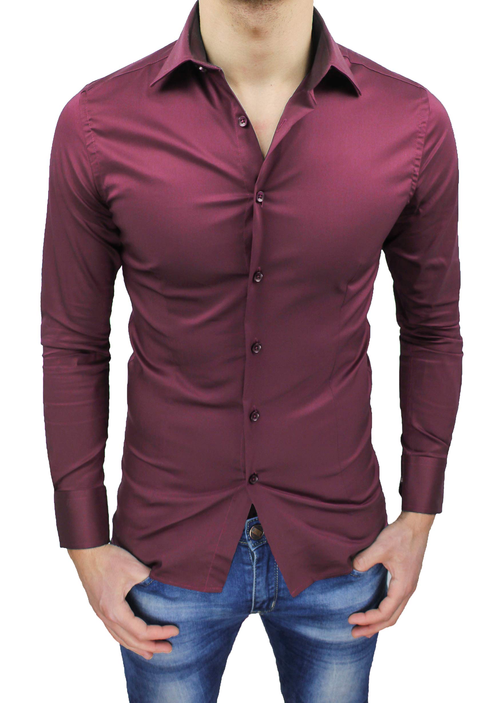 Camicia Uomo Sartoriale Slim Fit Aderente Casual Elegante