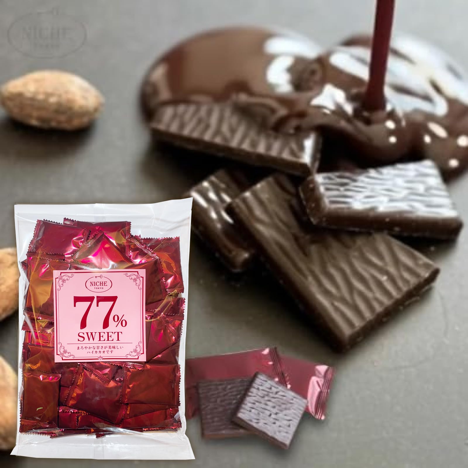 Amazon | NICHE ハイカカオ チョコレート カカオ77％ 60枚 SWEET 77
