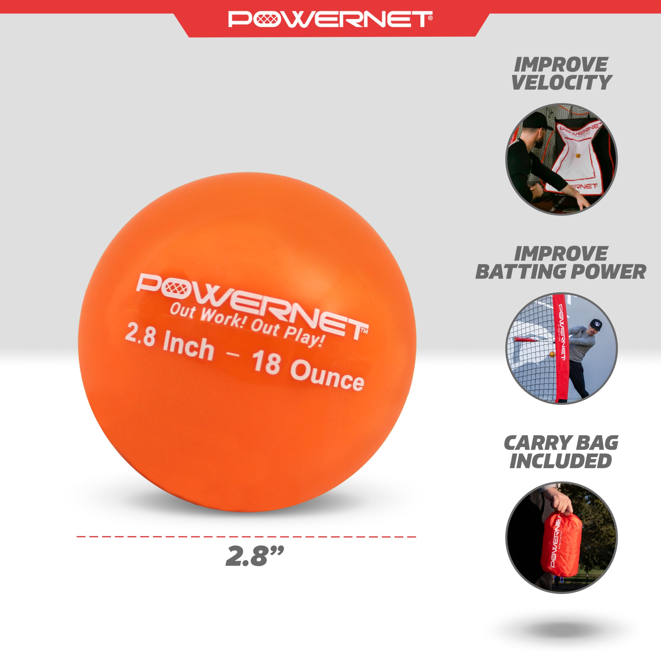 PowerNet 7 cm obciążone piłki treningowe do uderzania (6 szt.), wybierz wagę od 12 do 567 g, buduj siłę i mięśnie, popraw technikę i formę, rozmiar baseballu, popraw koordynację ręka-oko