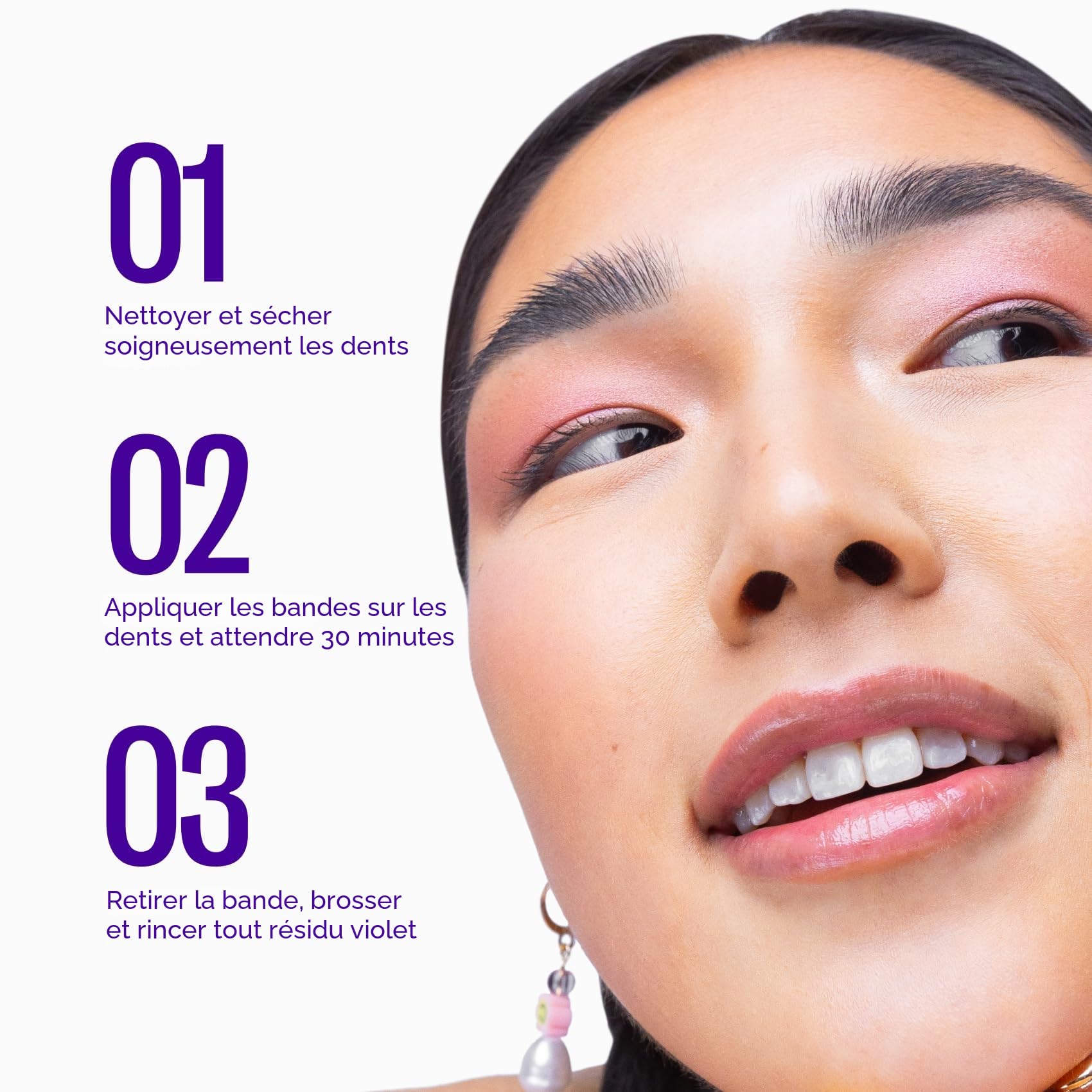 Hismile V34 Lot de 14 bandes blanchissantes pour blanchiment des dents, traitement des taches dentaires violettes, 14 pièces