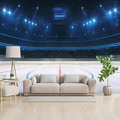 Murales de pared 3D removibles para despegar y pegar, calcomanías modernas, pista de hockey sobre hielo, iluminada para interiores con abanicos,