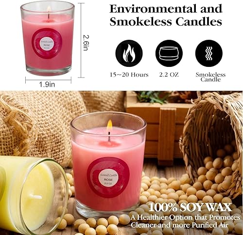 Miniatura 6 de Paquete de 20 velas perfumadas fuertes con 10 fragancias para el hogar y las mujeres, velas de tarro de cera de soja de aromaterapia