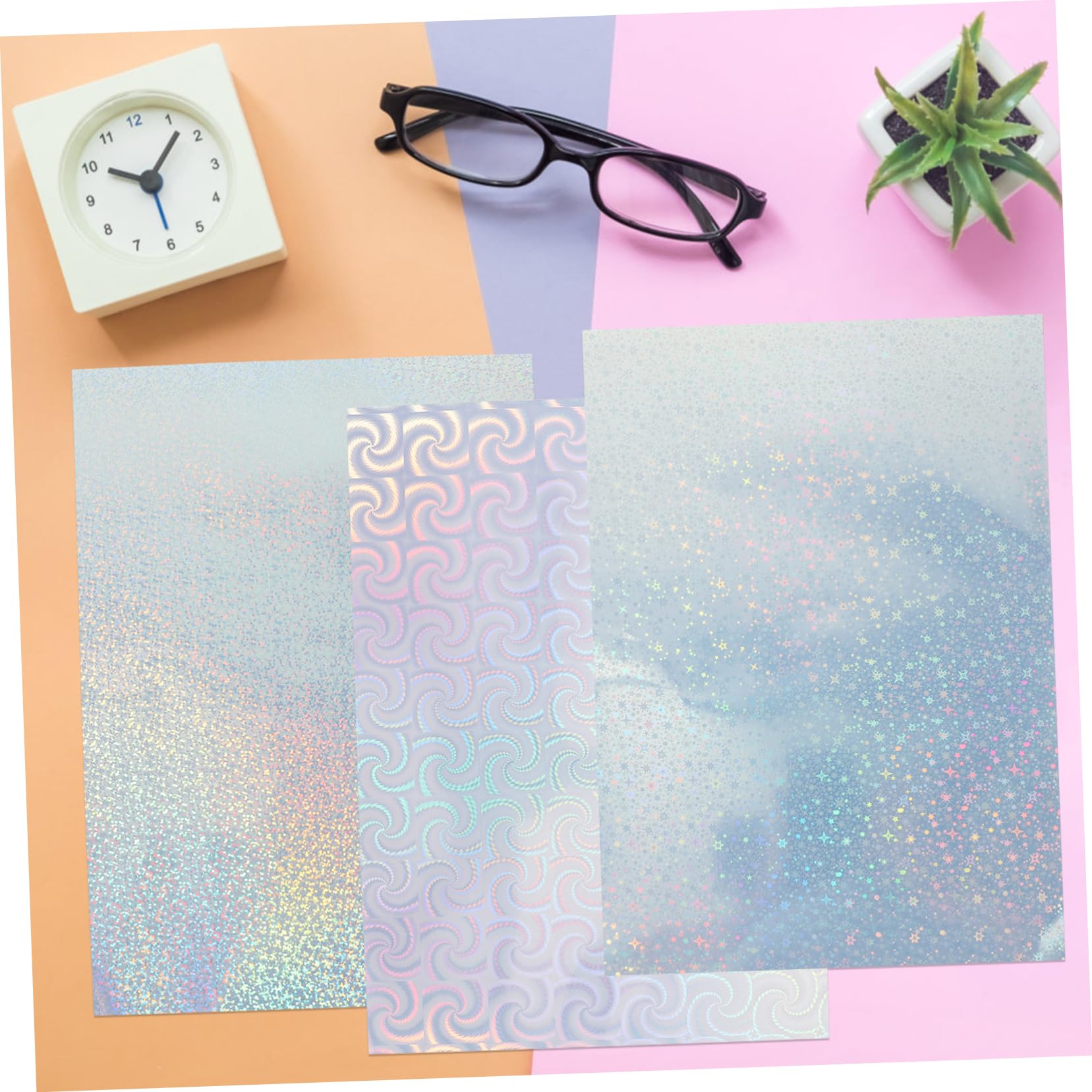 Bedruckbares Aufkleberpapier für Drucker A4, 30 Stück | Holografische Optik, Aluminium Laminatfolie, Stark Haftend und Zuschneidbar, für Büro und Unternehmen