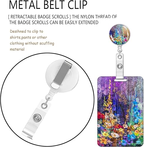 Miniatura 10 de BLOCIT Portatarjetas con cordón, portatarjetas de identificación de moda con cordones retráctiles, clip de fibra suave de metal, hebilla resistente