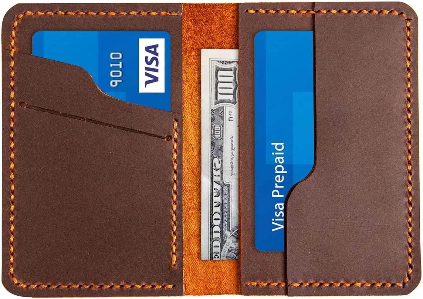 Leather for Men & Women Front Pocket Card Holder | Minimalist Wallet | Front Pocket Wallet | Leather Card Sleeve | Minimalist Handmade Card Holder (Brown（Style 2）)