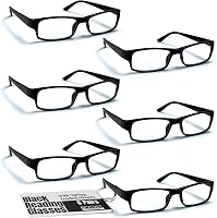 Boost Eyewear 6 Pack Reading Glasses +2.50 Black Frames, Spring Hinges, Comfortable Readers for Men & Women