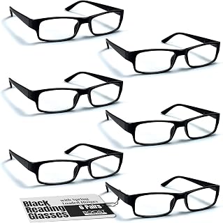 Boost Eyewear 6 Pack Reading Glasses +2.50 Black Frames, Spring Hinges, Comfortable Readers for Men & Women