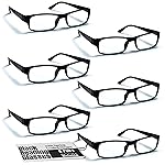 Boost Eyewear 6 Pack Reading Glasses, Traditional Black Frames, for Men and Women, with Comfort Spring Loaded Hinges, Black, 6 Pairs (+3.75)