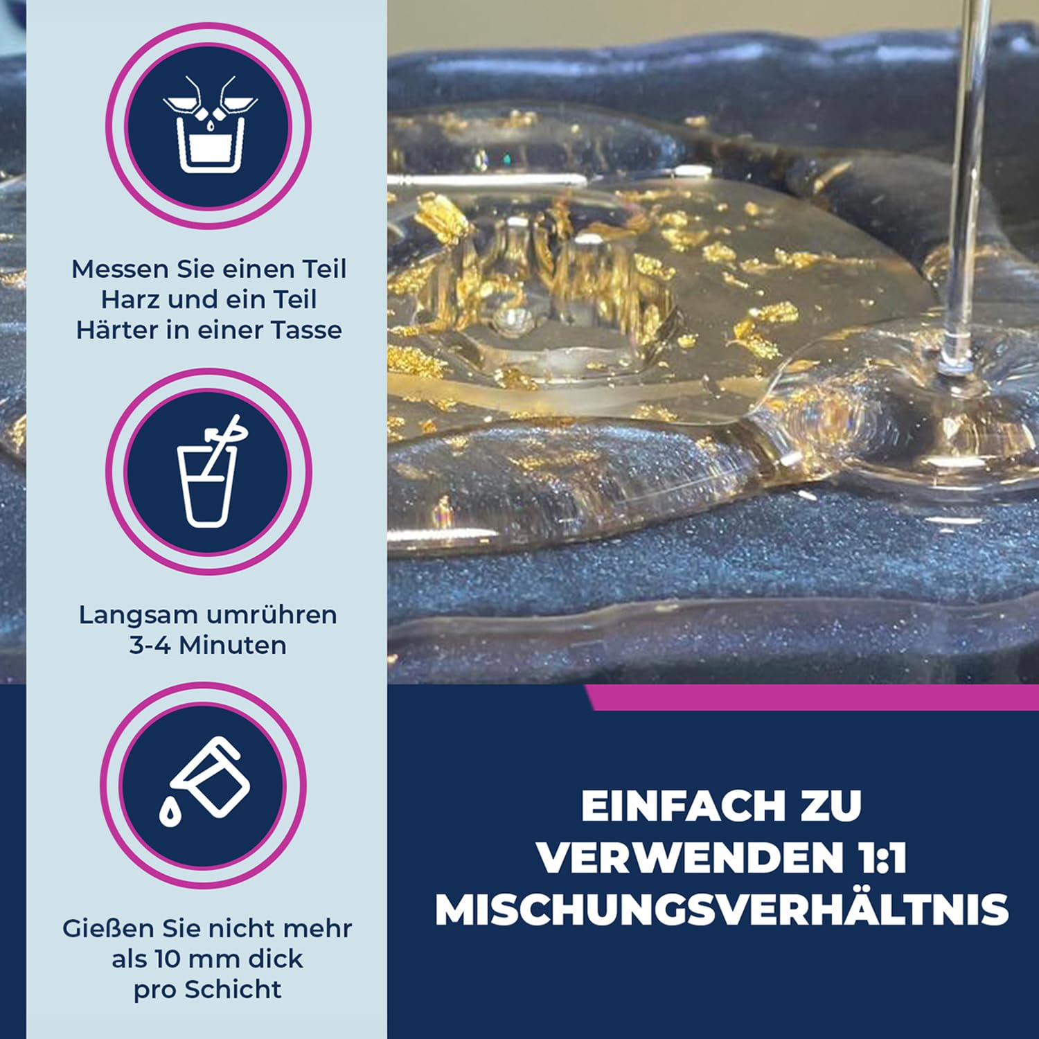 Schnell härtend Epoxidharz set (4h Entformzeit) RESIN4DECOR 1:1 Kristallklares Harz & Härter für Kunsthandwerk Schmuckherstellung Vergilbungsfrei Ungiftig Hochglanz Geruchlos Hitzebeständig - 3780ml