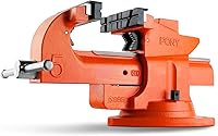 PONY Heavy Duty 5-Inch Bench Vise: 7-Inch Jaw Opening, 360° Swivel Base, Anvil & Jaw Pads for Woodworking & Pipe Clamping