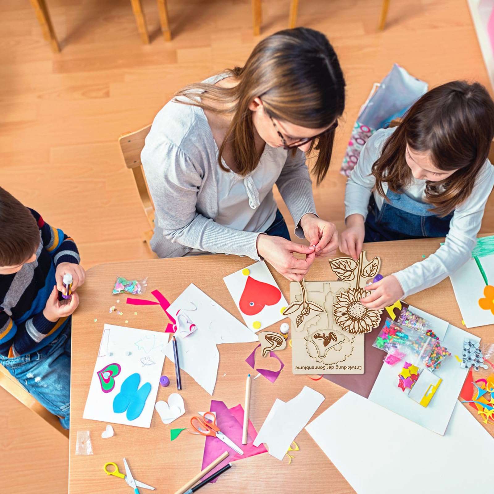 Puzzle du Cycle Vie Tournesol pour Enfants, Jouets Éducatifs en Bois, Apprentissage du Cycle Vie, 3-8 Ans