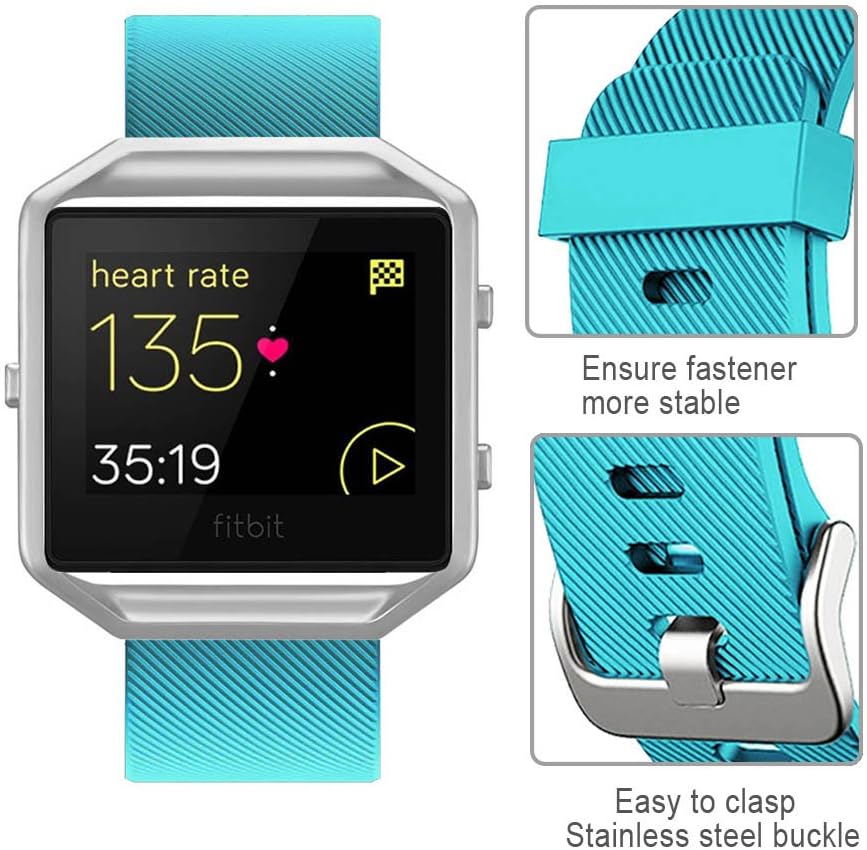 SKYLET Compatible with Fitbit Blaze Bands for Men Women, Silicone Replacement Bands Breathable Sport Strap Compatible with Fitbit Blaze Fitness Watch Women Men Black