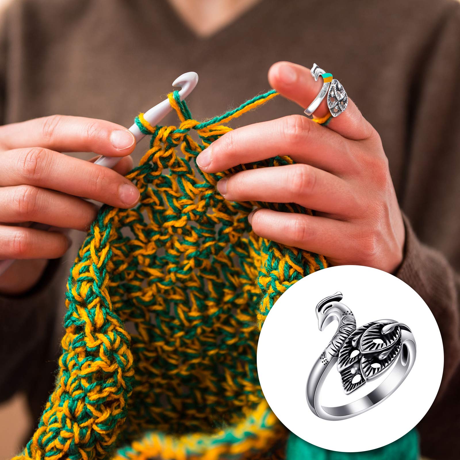 Anelli Guida Filo Per Maglia E Uncinetto - Set Da 8 Guide Per Dita