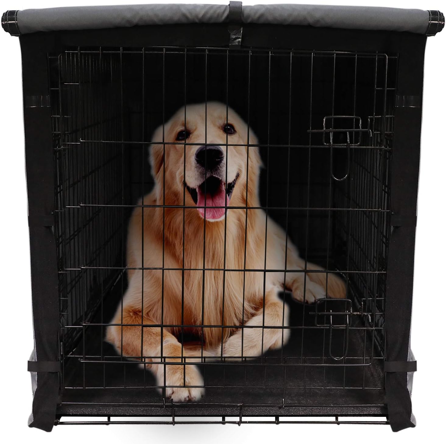 Yotache Dog Crate Cover for 36" Medium Double Door Wire Dog Cage, Lightweight 600D Polyester Indoor/Outdoor Durable Waterproof & Windproof Pet Kennel Covers, Gray : Everything Else