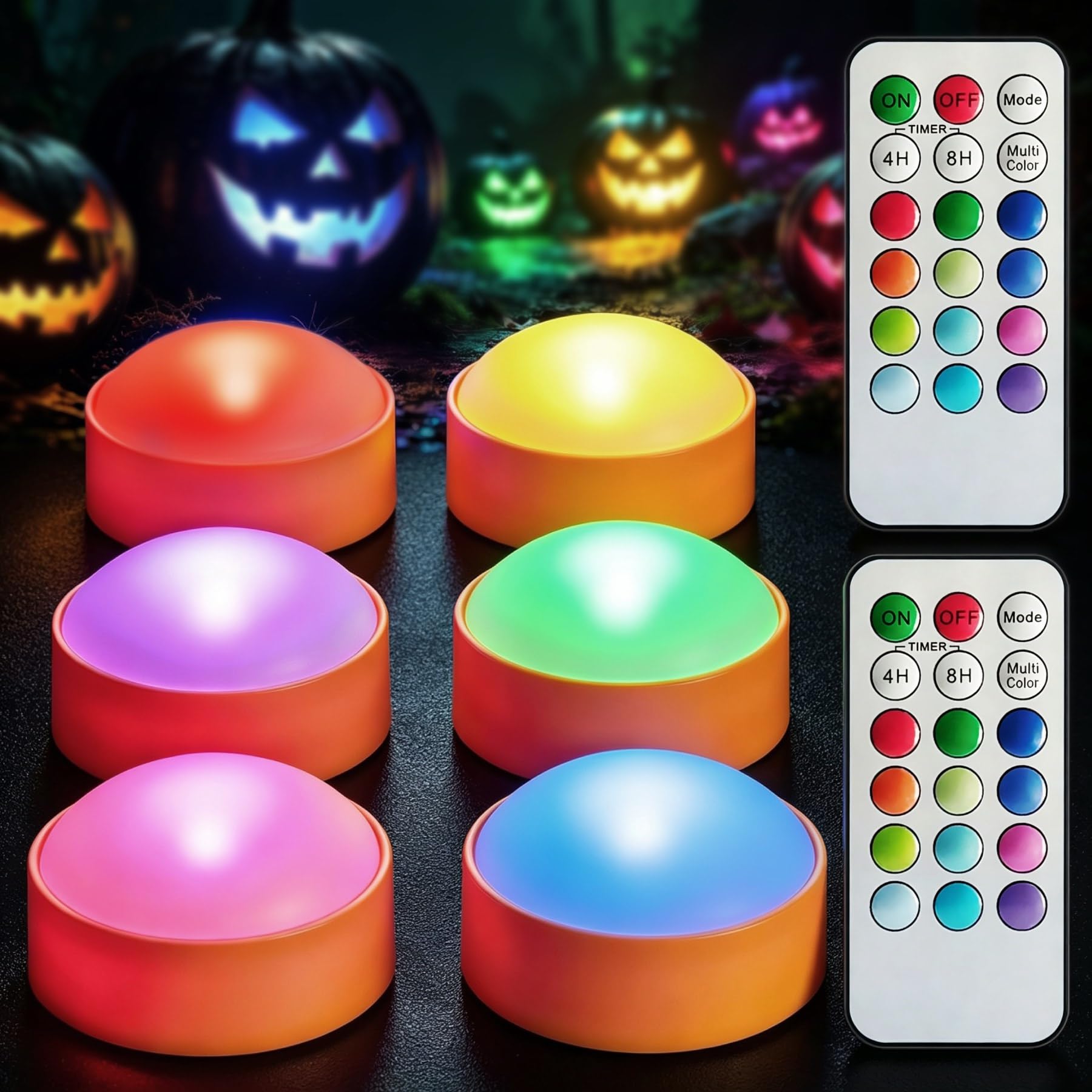 Yakpo 6 Pack Color Changing Halloween LED Pumpkin Lights with Remote, Timer