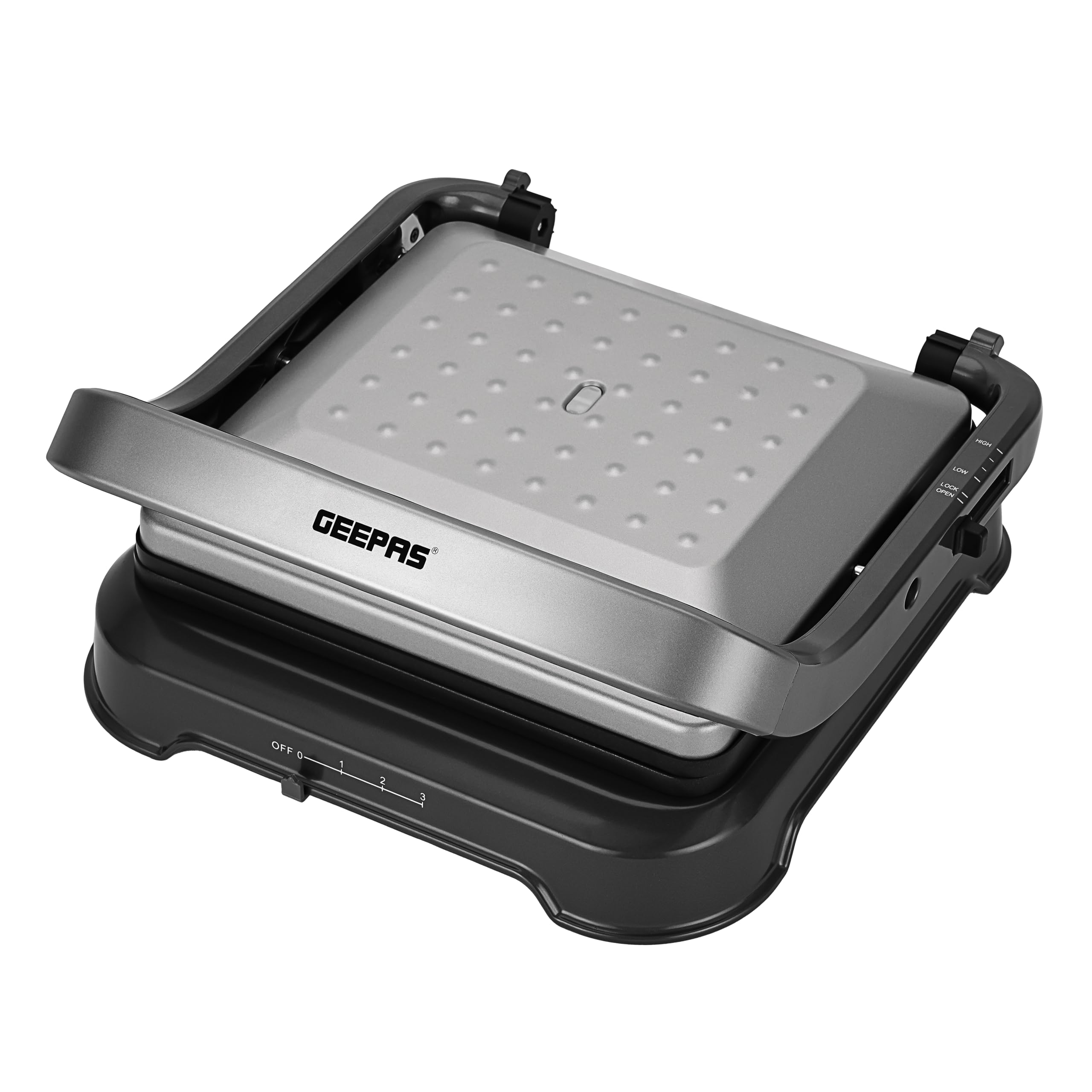 Geepas Stainless Steel Grill Maker, Panini Maker, GGM36539 | Open Flat Up To 180 | Timer & Temperature Control | Non-Stick Cooking Plate & Cool Touch Handle | Panini Press Grill