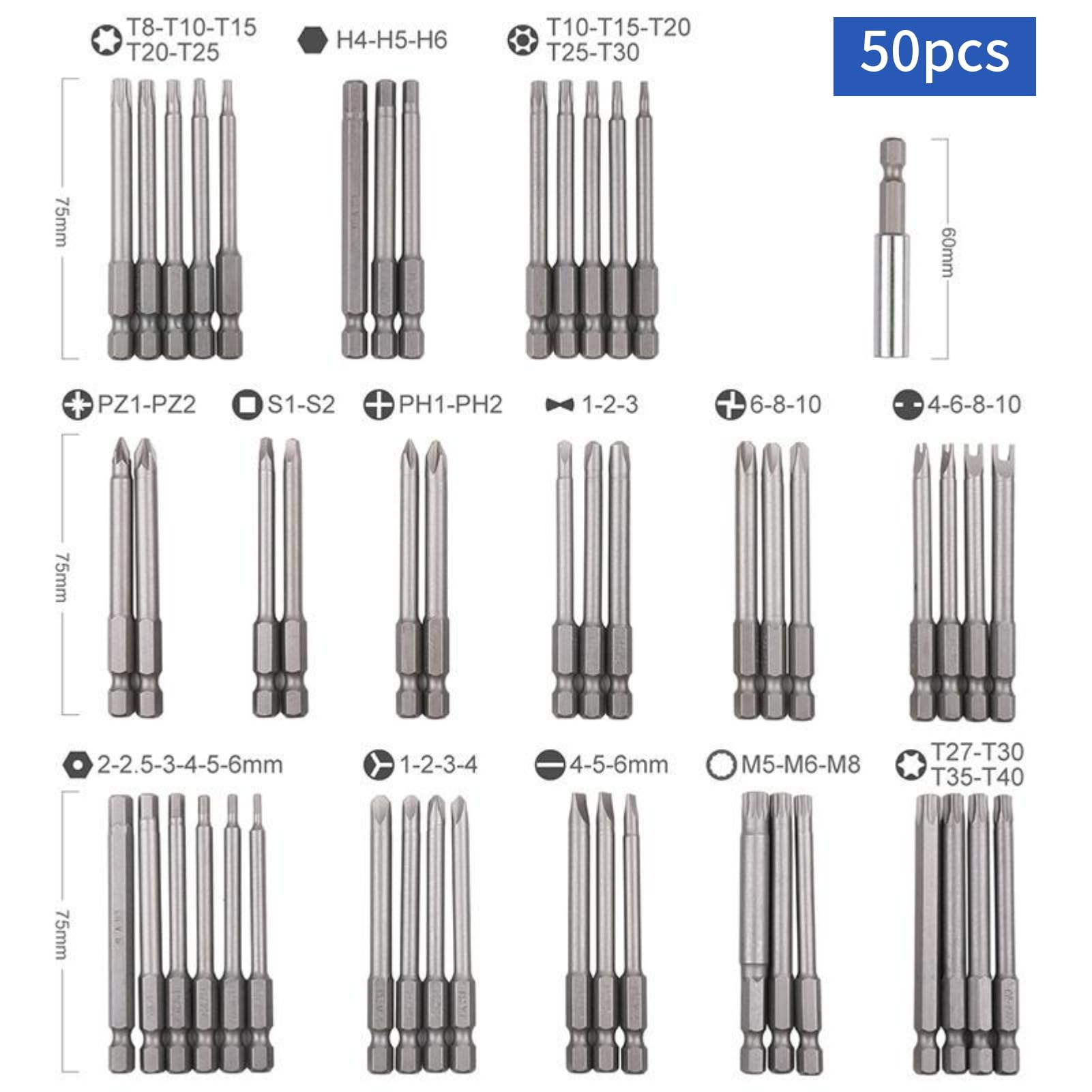 50-teiliges Extra Langes Sicherheits-Bit-Set – Magnetische Schraubendreher-Bits Inkl. Aufbewahrungskoffer