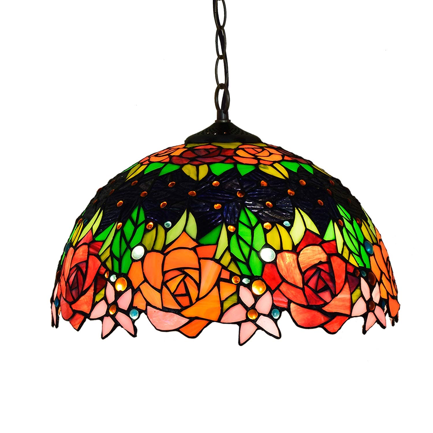 Lustre Tiffany en vitrail 16 pouces pour éclairer vos dîners rétro