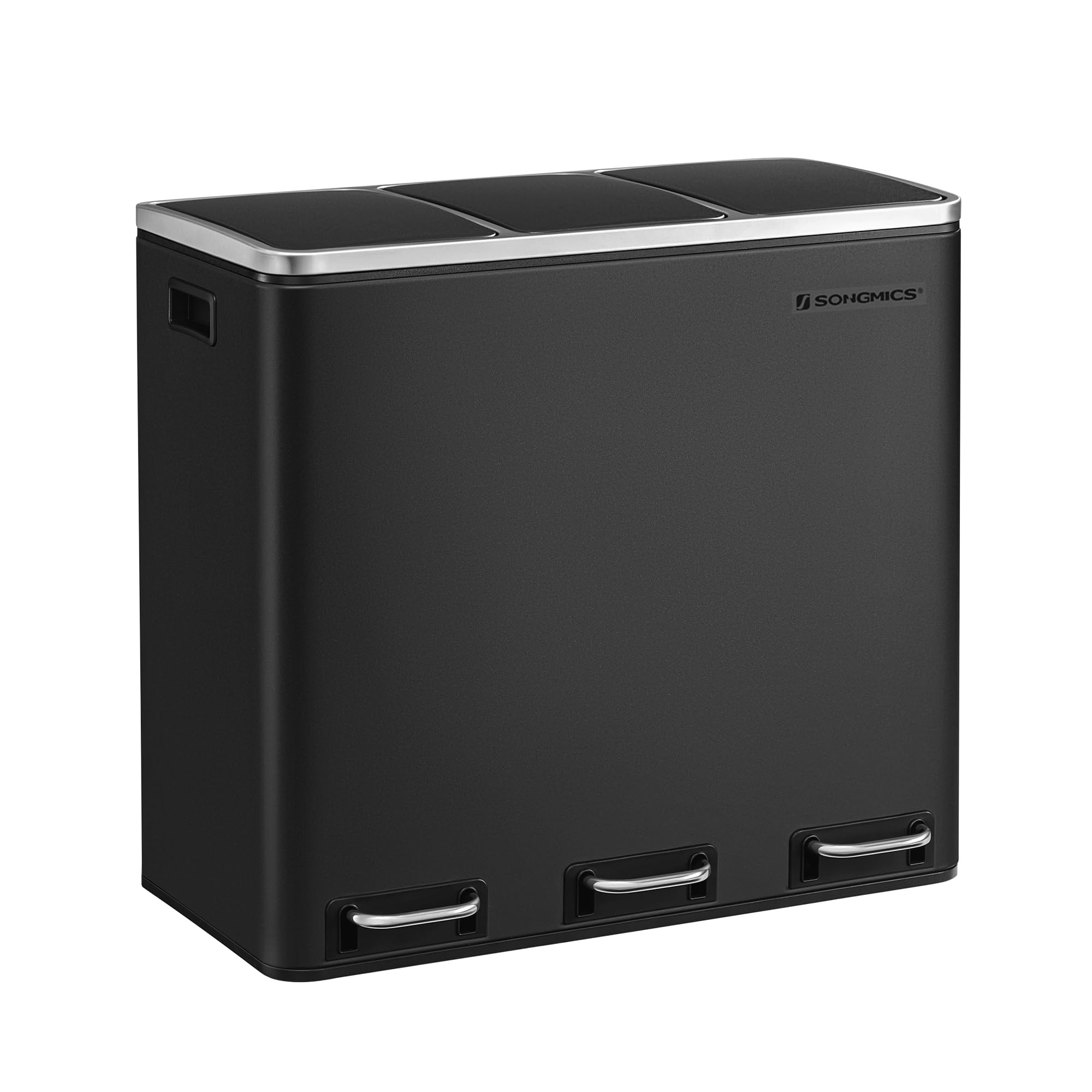 SONGMICS Kitchen Bin 3 x 18 L Recycling Bin with Soft-Close Lids